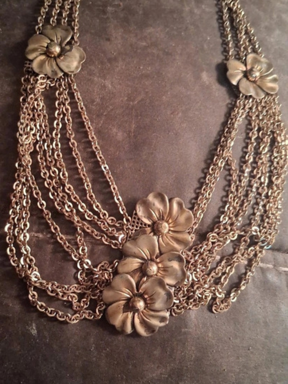 Floral Multi-Strand Chain Necklace